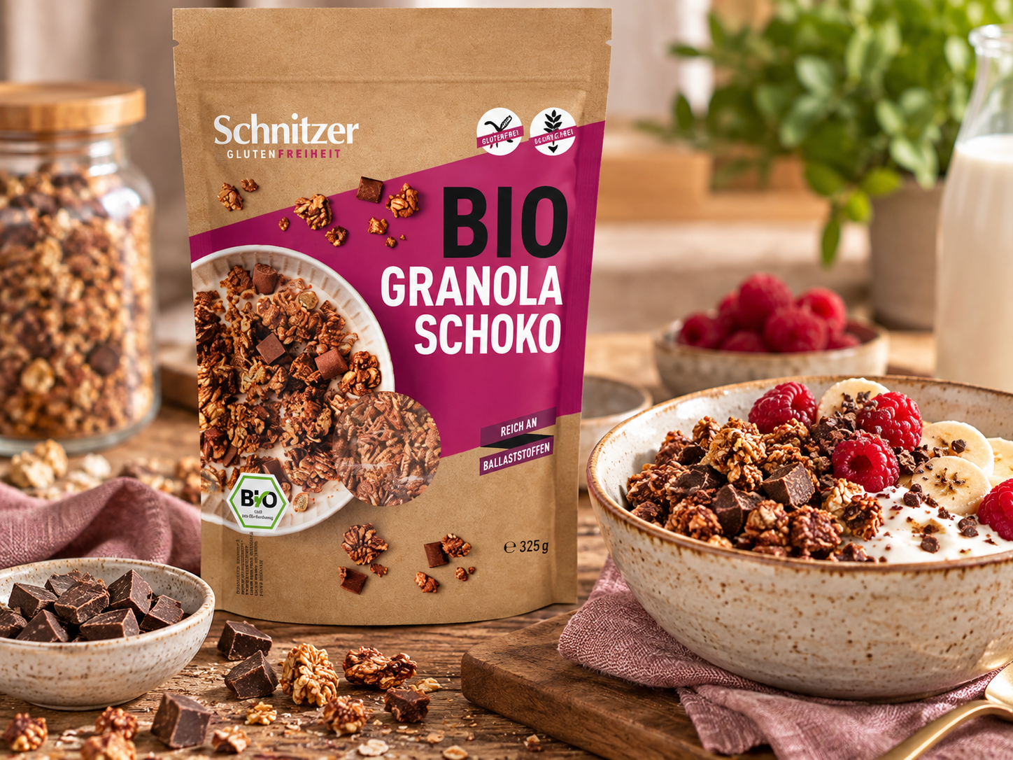Bezlepková GRANOLA čokoládová BIO 325 g - Schnitzer, eshop.celiakarna.cz